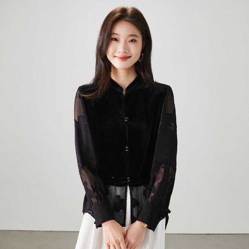 SOFSIL Women's New Chinese Style Silk Velvet Blouse