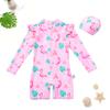Girls' One-piece Swimming Suit with Flamingo Pattern, Sun Protection, Quick-drying, for Children's Swimming.