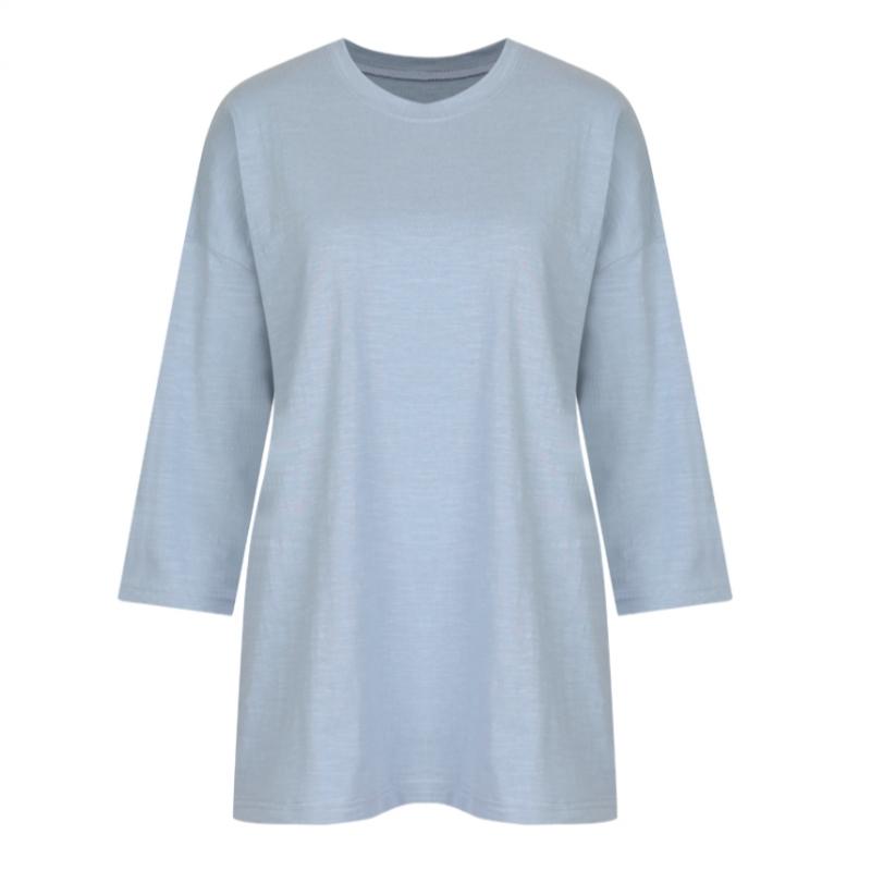 Shop   Women Loose FiT Slub CoTTon Round T shirT musTard Dai Wsh 1549