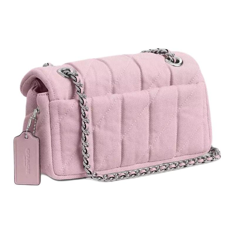 Coach Tabby 20 Logo Classic Quilted Denim Crossbody Shoulder Bag Small Women's Light Purple