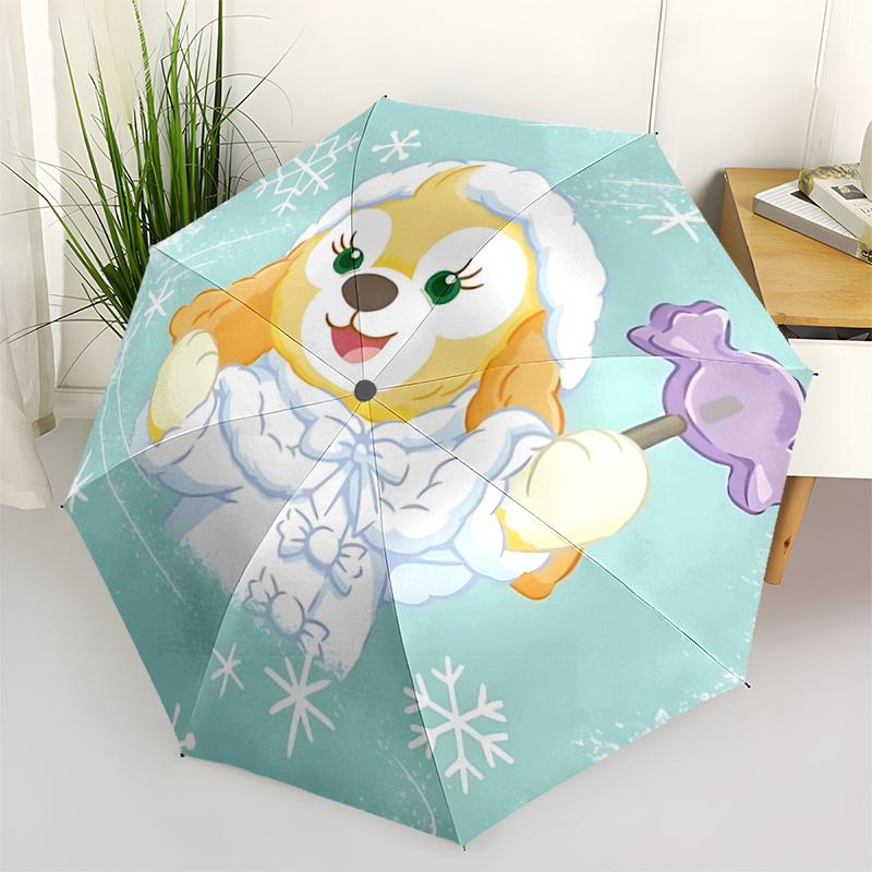 

1pc Winter Wonderland Snowflake Automatic Opening/Closing Umbrella with Purple Candy Design - Portable Tri-Fold Design, 8-Bone Iron Frame Ou