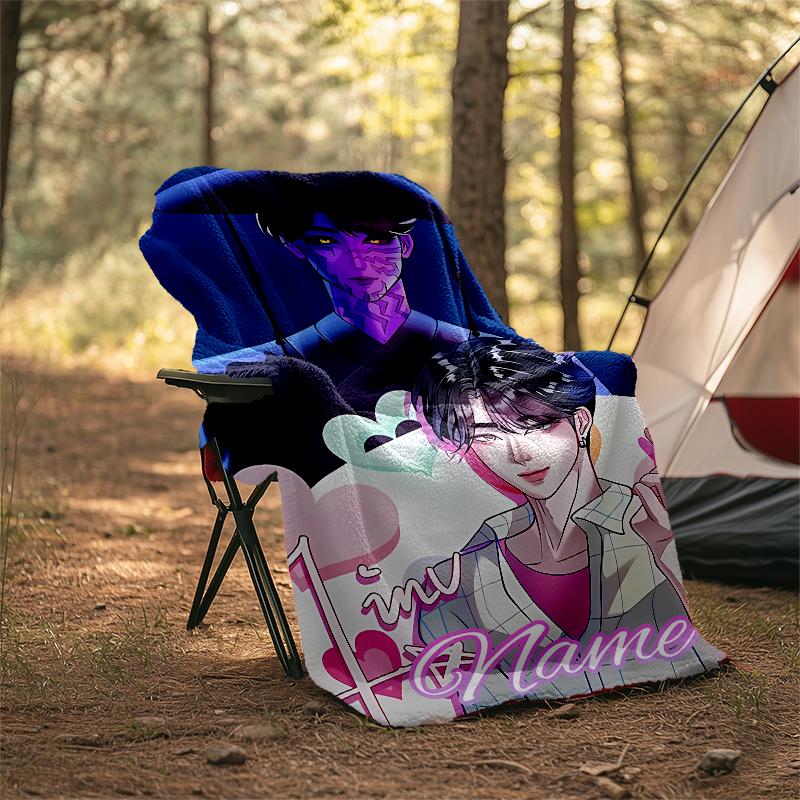 Personalized Custom Name Blanket - Kpop Demon Hunters Print Design,Blanket for Sofa,Bed,Travel,Camping - Soft and Warm, Great Gift