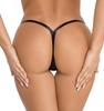 Noir - Sexy Unfastened Thong with Black Straps L/XL