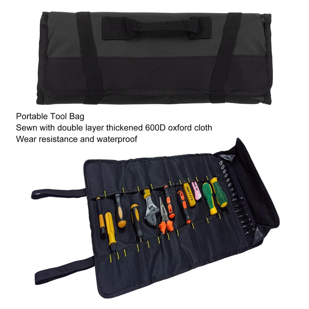 Multifunctional Tool Roll Bag Thickened Oxford Cloth Wear Resistance Waterproof Portable Tool Pouch