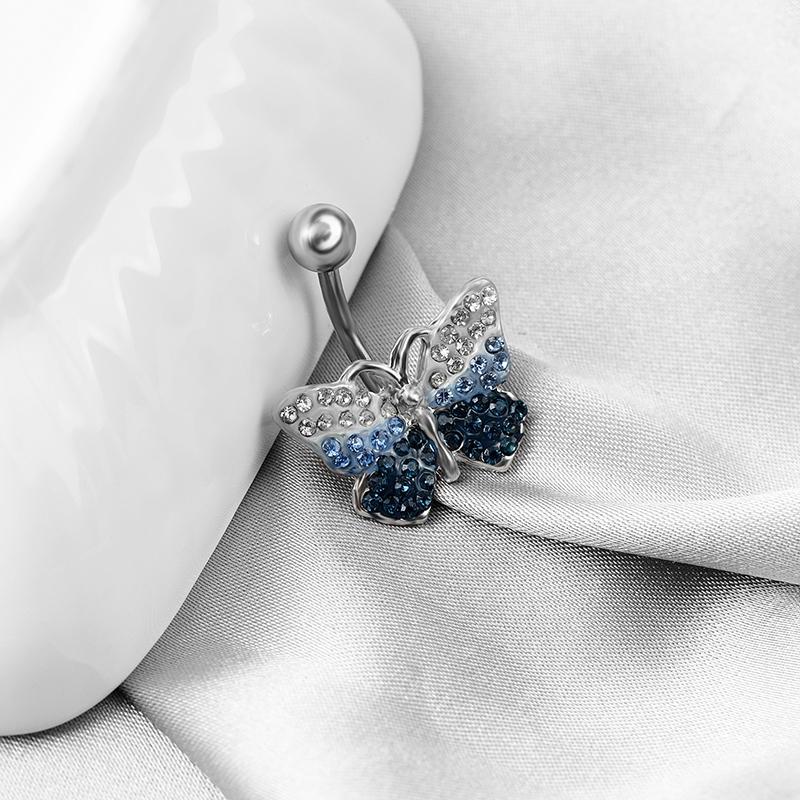 Butterfly Pendant Belly Button Ring Stainless Steel Light Luxury Navel Nail For Women Body Piercing Jewelry