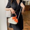 Cute little fragrant style imitation pearl woven silk scarf bow women's small square bag 24 spring new shoulder messenger bag