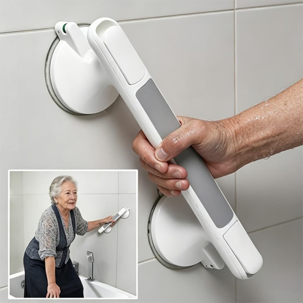 Home Elderly Armrest with No Drilling, Anti Slip Suction Cup Type, Reusable, Suitable for Ceramic Tiles, Glass, and Hard Plastic Surfaces