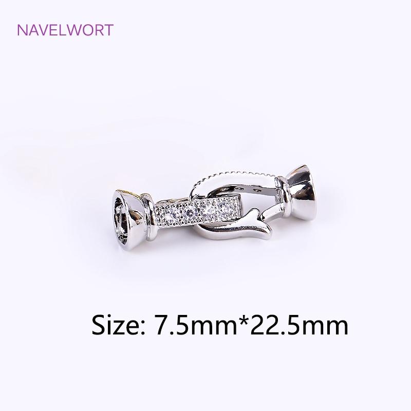 18K Gold Plated Brass Fastener Connectors,Clasp For Bracelet,Inlaid Zircon Pearl Clasp Fastener DIY Jewelry Making Accessories