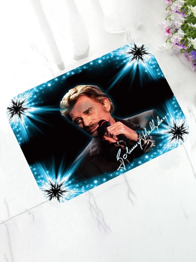 Custom Johnny Hallyday Welcome Door Mat Doormat Rug Carpet for Bathroom Kitchen Non Slip Floor Entry Mats Home Decor Gift 50x80