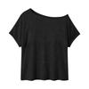 Women Casual Off Shoulder Sheer Short Sleeve T Shirt Loose Fit Lightweight Summer Top with Relaxed Silhouette