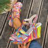 High Heel Sandals Women's New Cross-border Foreign Trade Large Size Wedge Embroidered One Line Buckle Peep Toe Platform Women