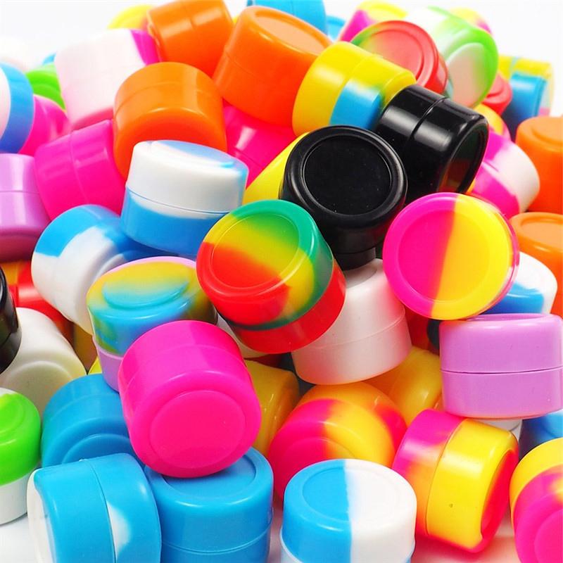 100 Stück Mini Antihaft-Silikonbehälter Box Antihaft-Öl Wachs Aufbewahrungstopf Glas Reiseflasche Für Gesichtscreme Flüssiges Salbe
