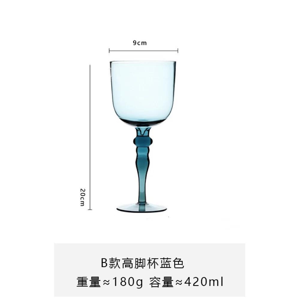 Medieval Goblet Champagne Wine Glass French Home Colored Vintage Vertical Green Cobalt Blue Amber Roman Column Wedding Wine Cup