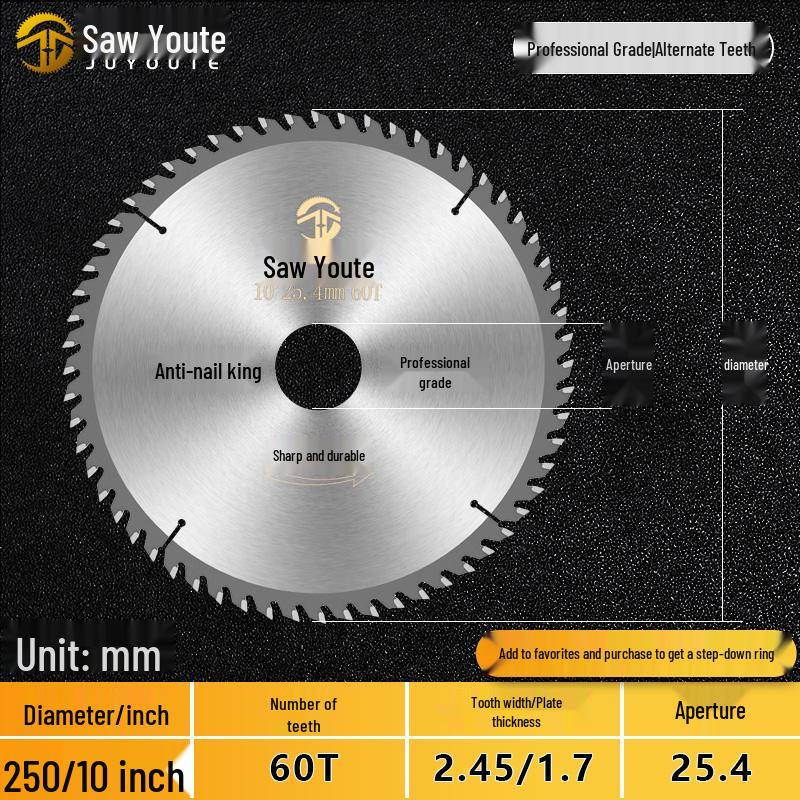 Woodworking Circular Saw Blade for 4, 10, or 12 Inch Cutting; Fits 125 Angle Grinder & 140 Lithium Battery Saw - Cuts Aluminum Sheets