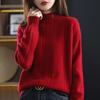 Women's Thick Cable Knit Pullover - Half-High Neck Sweater for Autumn & Winter