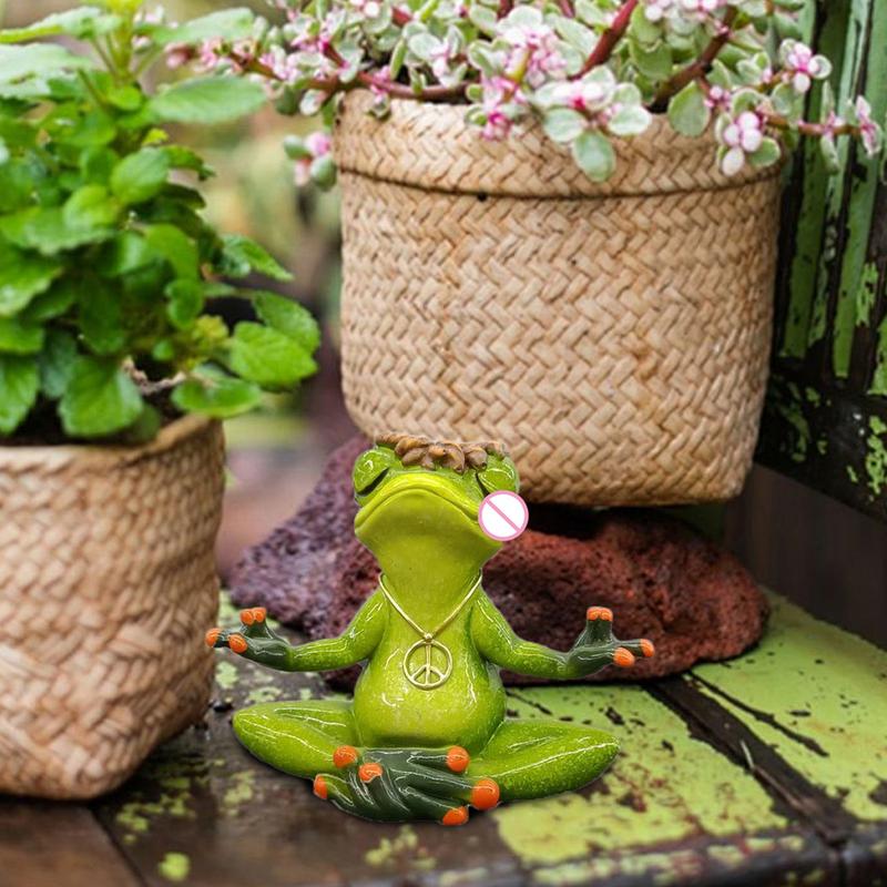 Zen Yoga Frog Statue Desktop Decoration Frog Sculpture Garden Frog Decor Meditation Statue Desktop Yoga Frog Decoration For