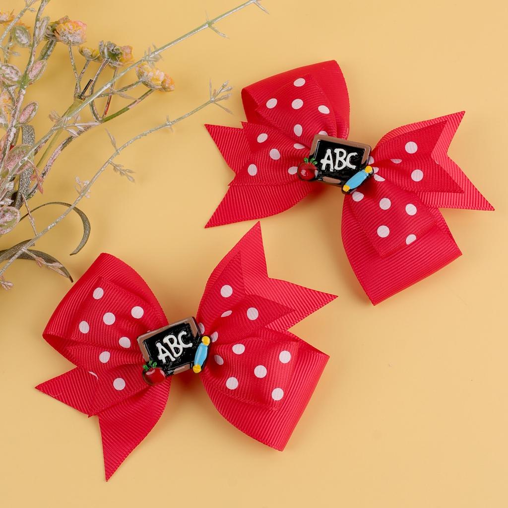 Back To School Hair Clips Pencil Apple Letter Hairpin for Girls Cute Bows Barrettes Handmade Hairgrips Children Hair Accessories