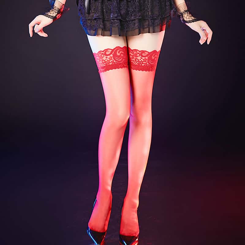 Fashion Plus Size Ultra Thin Tight High Lace Stockings Sexy Girls Lolita Over Knee Fishnet Long Socks for Women Black White XXXL