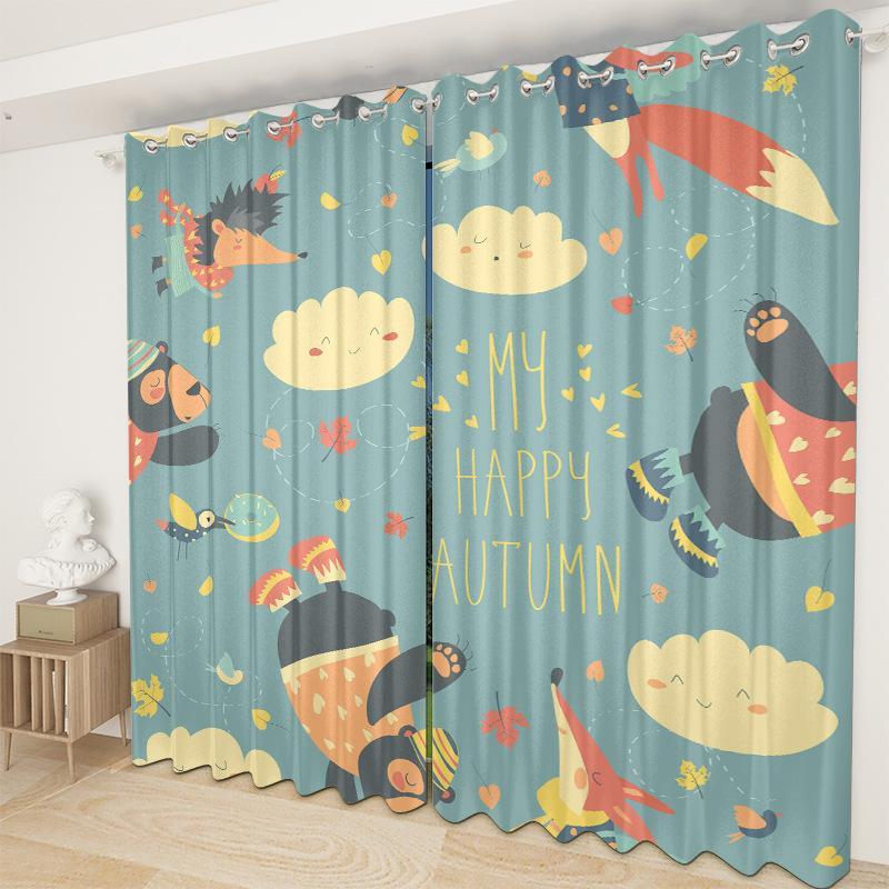 Cartoon Curtain Cloth Bedroom Living Room Balcony Blackout Curtain Office Hotel Insulation Curtain
