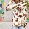 Women Plus Size Long Sleeve Drawstring Hoodie Cute Cartoon Bat Print White Kangaroo Pocket Pullover
