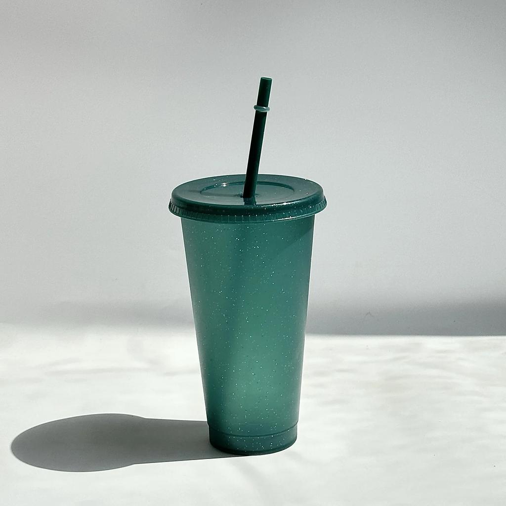 5pcs 24oz plastic cups with lids&straw reusable water bottle party cold cups Hard Plastic Cup Wedding Party Summer Drinkware