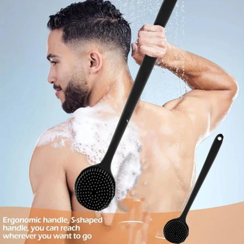 1PC Silicone Bath Brush Long Handle Double-Sided Extended Bathing Scrubbing Massage Brush Back Scrubber for Men and Women