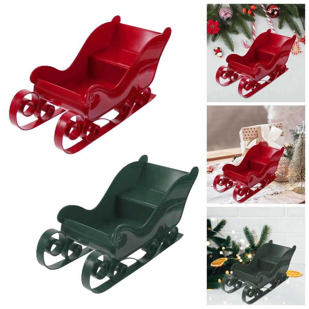 DIY Christmas Sleigh Statue Cute Santa Claus Sled Figurine Christmas Santa Accessories  Living Room