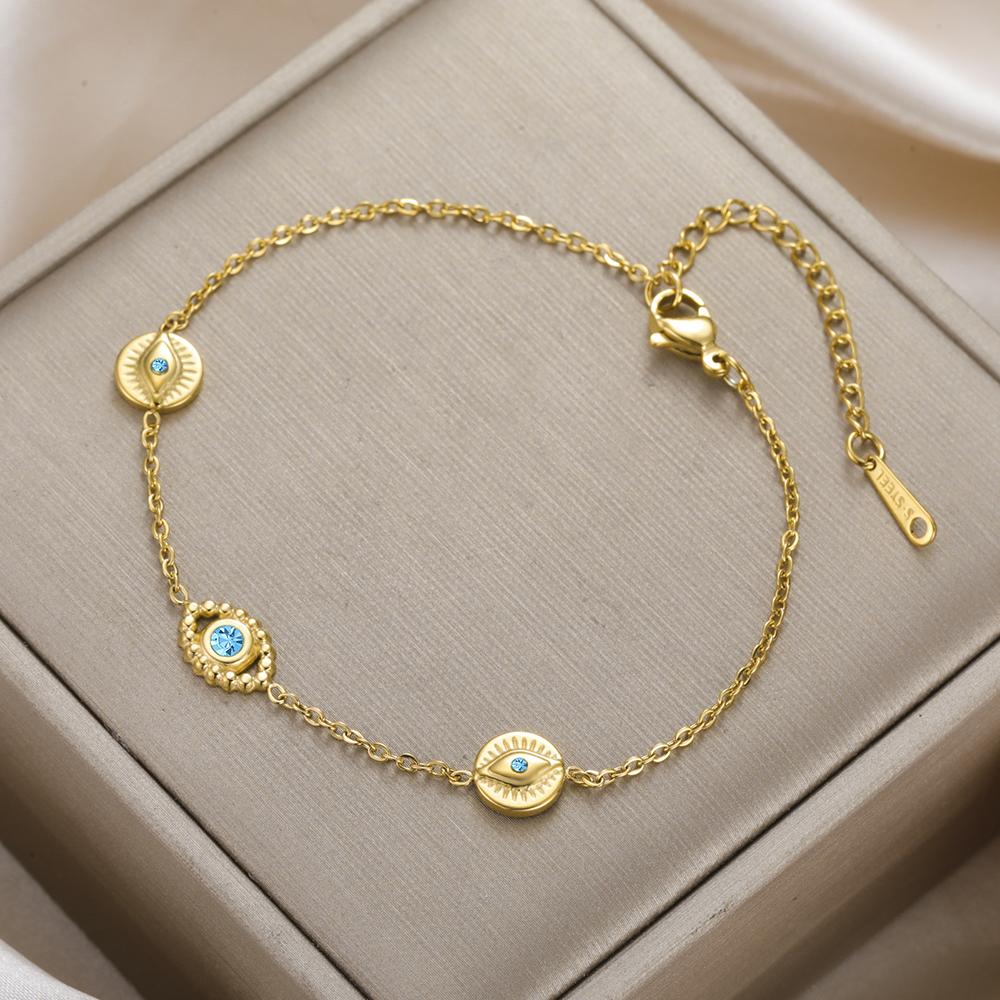 Dawapara Evil Eye Bracelets for Women Protection Good Luck Charm Greek Evil Eye Bracelet Stainless Steel Jewelry