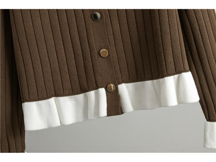 Europäisches Strick-Cardigan- und Rock-Set für Damen - Glockenärmel, Frühling-Herbst, Koreanischer Stil