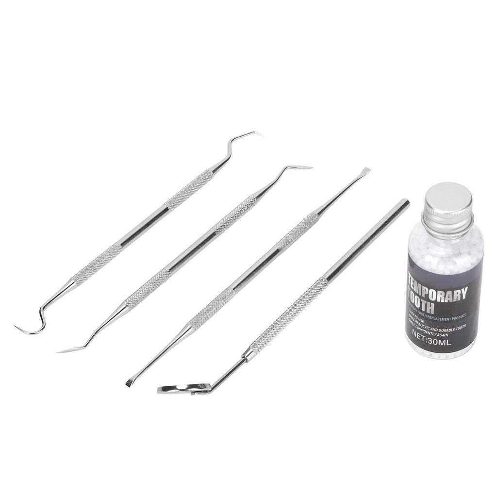 Temporary Tooth Filling Bead Moldable False Teeth Stainless Steel Dental Hygiene Kit for Halloween Party