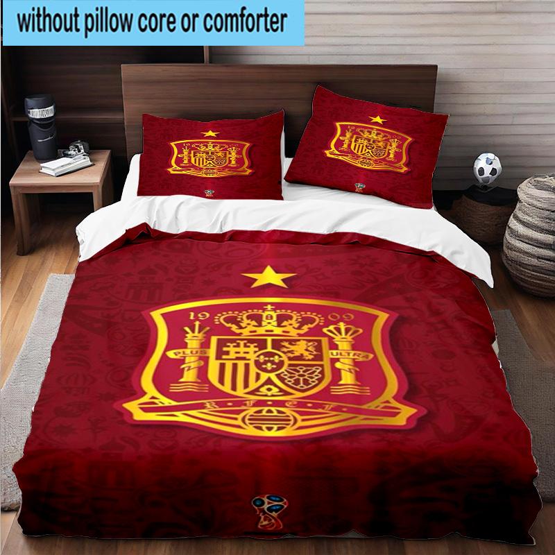 3PCS Spain Football Crest 3pcs Bedding,Including 3PCS Duvet Cover And 2pcs Pillowcases Perfect for Christmas,Ideal for Bedroom, Dormitory