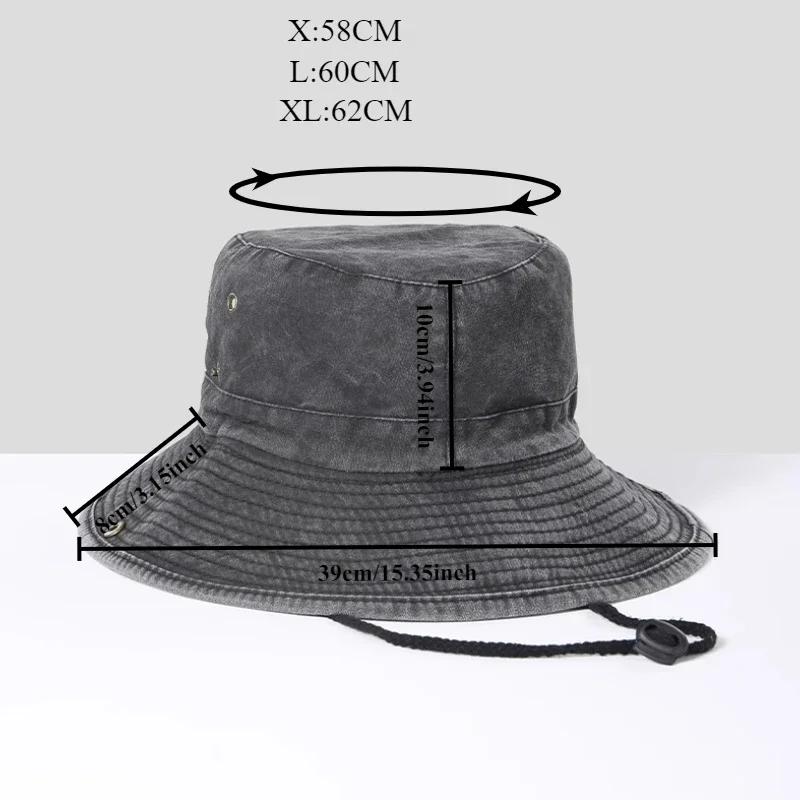 Big Size Do Old Large Eaves Bucket Hat Men Women Outdoor Sunscreen Hat Sun Protection Fishing Caps Washed Cotton Fisherman Caps