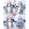 28Inch Iridescent Rainbow Color Multicolour Synthetic Wigs with Bang Long Natural Wavy Hair Wig for Women Cosplay Heat Resistant
