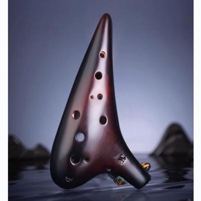 Ocarina de 12 Agujeros en Clave de Do Alto para Principiantes - Instrumento Musical Étnico con Artesanía de Cerámica y Tono Preciso