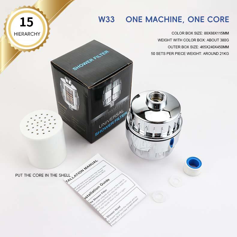 15 Stages Shower Water Filter Tap Water Remove Chlorine Heavy Metals Filtered Soften Hard Water Shower Head Filtration Purifier