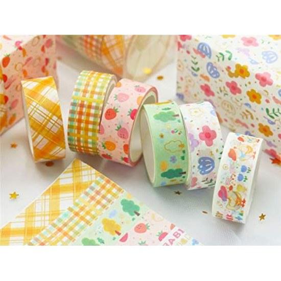 Yubbaex masking tape gold foil cute design 15mm width x 6 rolls suitable gift wrapping DIY crafts notebook decoration (small duck rolls)