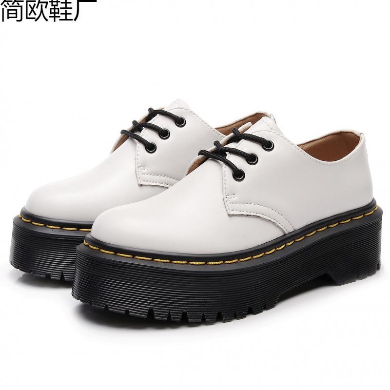Martin boots malé kožené boty dámské nízké, kůže měkká kůže kulatá špička ležérní studentské muffinová podrážka krátké boty