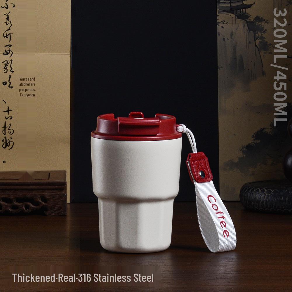 Compact Ceramic-Lined Coffee Thermos for Women - Stylish Stainless Steel Insulated Cup
