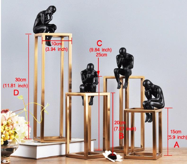 Home Decoration Accessories Thinker Rodin Sculpture Gold Stainless Steel Frame Desk Decoration Crafts Figurines Miniatures