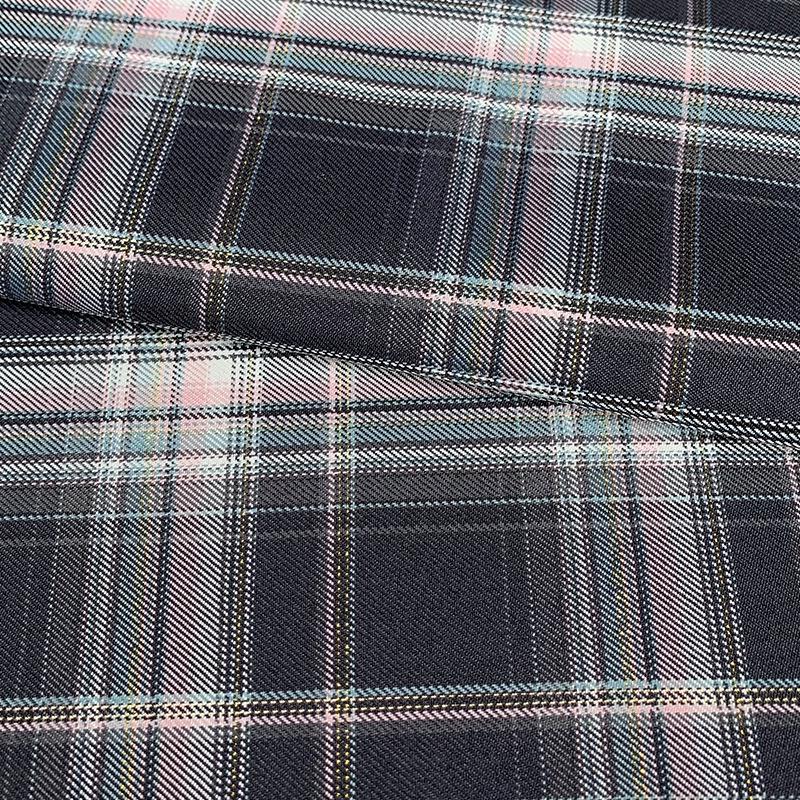 New Plaid Polyester Yarn-Dyed Fabric with Gold & Silver Threads for DIY Pleated Skirts