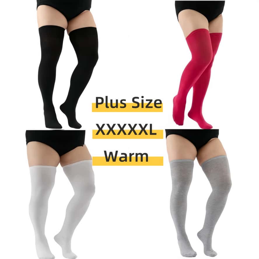 Nuovi Calzini Lunghi Spessi a Righe Bianche e Nere da Donna Sopra il Ginocchio Taglia Larga Calze Alte sulla Coscia per Donne Oversize 3XL Estate