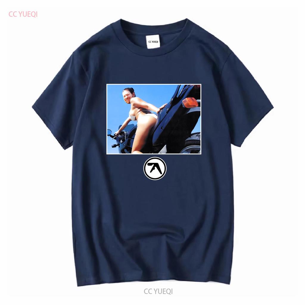 Aphex Twin windowlicker das Mädchen Motorrad T-Shirt tee schwarz vintage gewaschen leicht lässig Unisex vielseitig bequem