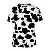 Neutral Cute Harajuku Style Casual Short Sleeve Creative Fun 3D Printed Cow T-shirt with Fashion