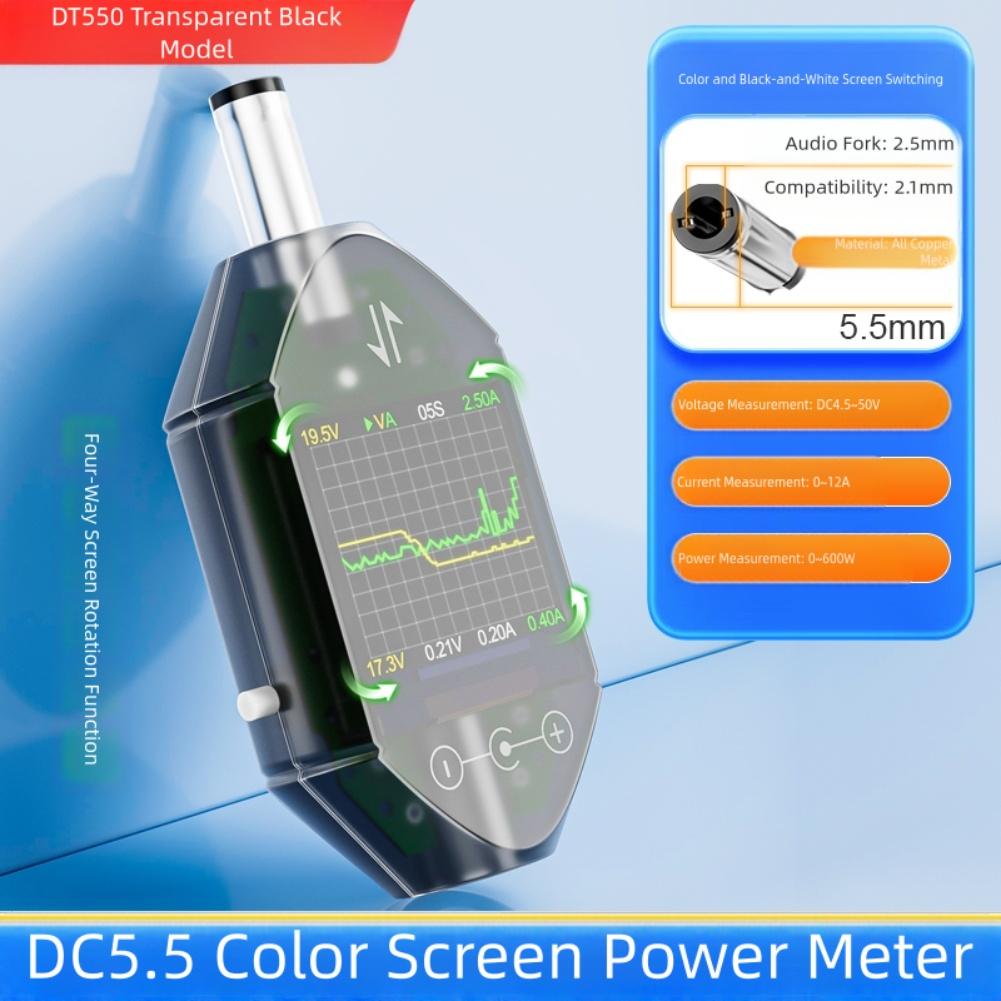 1pc 600W DT550 Digital Voltage And Current Tester DC5.5x2.5 Power Capacity Meter Color Screen Display Electrical Instruments