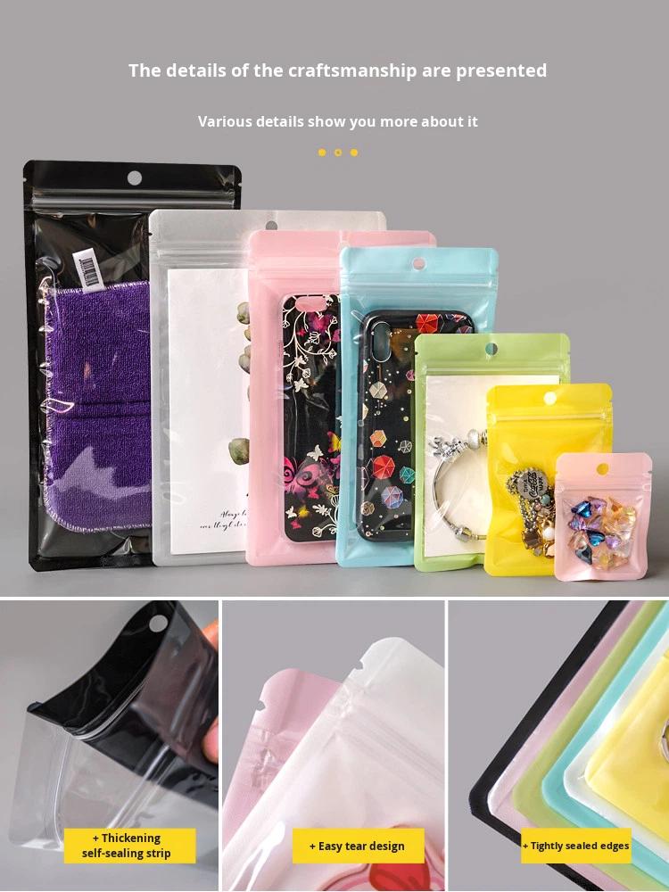 Macaron Colorful Transparent Pearlescent Thickened Recyclable Eco Friendly Offset Printing Zipper Top PE Material Jewelry Small