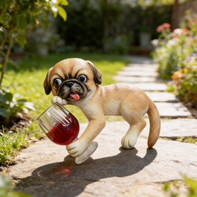 Miniature Dogs Garden Statue Flower Pot Hangers Ornament Resins Dogs Figurines Plant Pot Decorations for Yard Outside