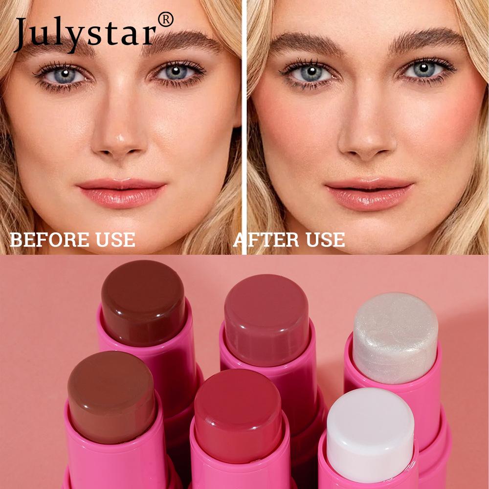 JULYSTAR Schönheit Gesicht Aufhellend und Pflegend Highlight Stick Make-up Natürlich Dreidimensional Langanhaltend Leicht zu Färbender Rouge Stick