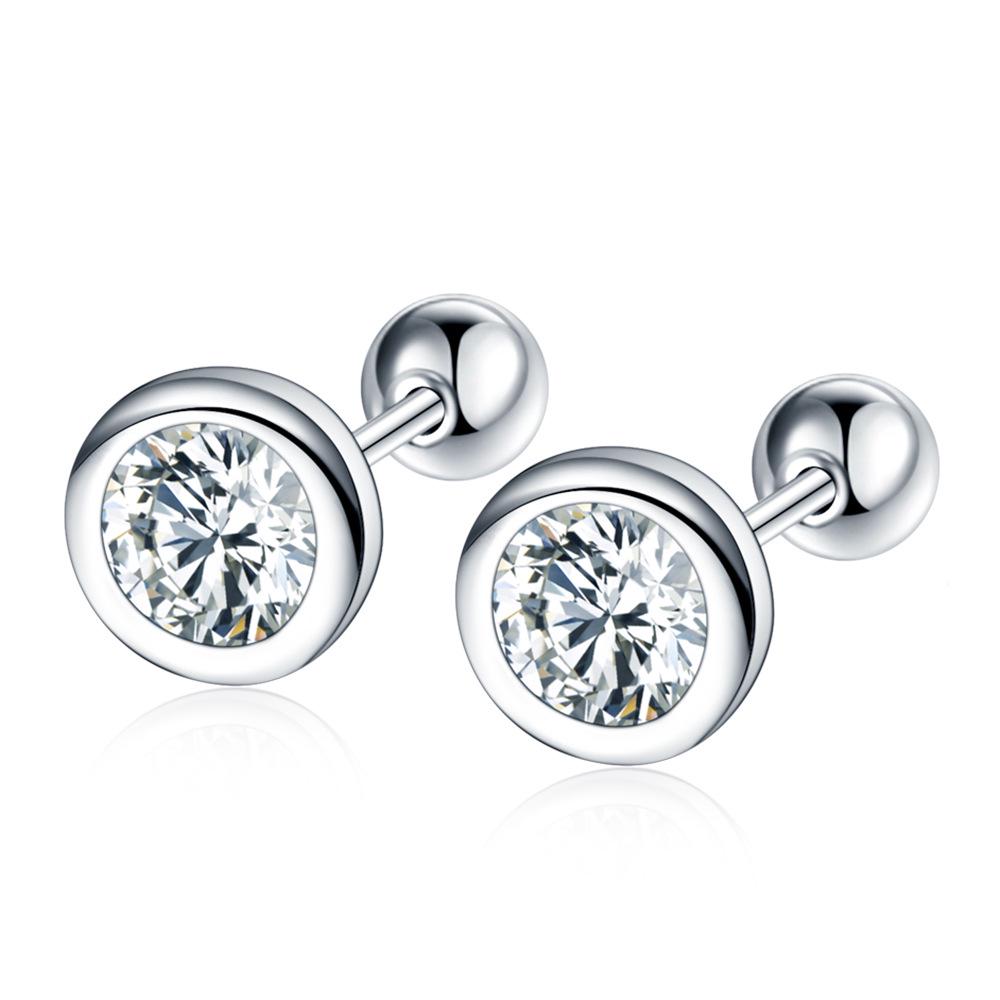

Elegant Zirconia Round Threaded Ear Studs for Women - Screw Back Cartilage Earrings