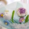  Hand-Knitted Flower Crochet Finished Flower Bouquet with Warpping Paper Wedding Party Decoration Valentines Day Gift