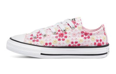 Chuck Taylor All Star Low Top Kids Canvas Shoes Embroidery Pink White 671287C
